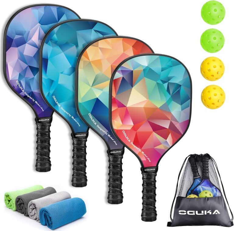 Set di 4 racchette da pickleball con palline, asciugamani e borsa